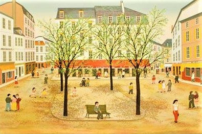 Place de la Contrescarpe Fanch Ledan Artist Proof Lithograph Print Artist Hand Signed and AP Numbered