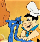 Flintstones Barbecue Hanna Barbera Animation Art Sericel with a Full Color Lithograph Background Framed
