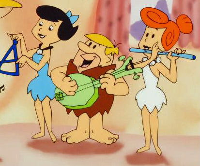 Fred Plays the Harp Hanna Barbera Animation Art Sericel with Full Color Lithograph Background Framed
