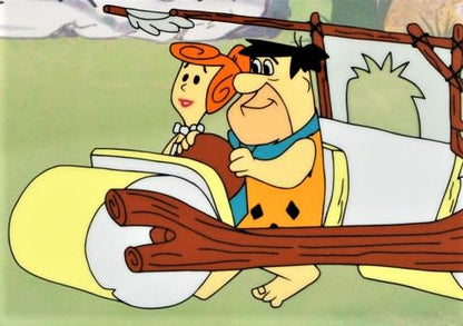Freds New Car Hanna Barbera Animation Art Sericel with a Full Color Background