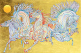 Lever De Soleil Guillaume Gold Leaf Embellished Serigraph Print Artist Hand Signed and Numbered