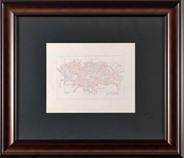 Essai AN Guillaume Azoulay Original Color Pencil Drawing Artist Hand Signed and Framed