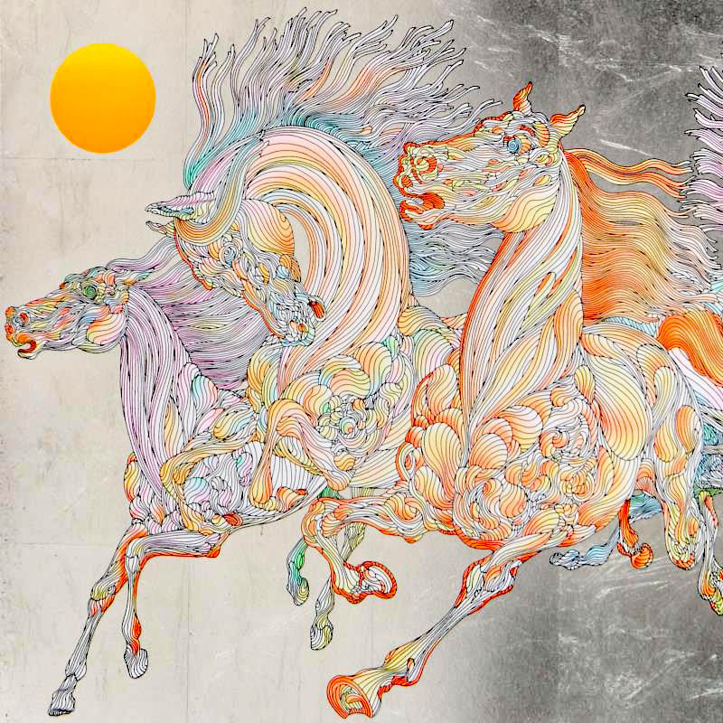 Lever De Soleil Guillaume Silver Leaf Hand Embellished Serigraph Print Artist Signed and Numbered