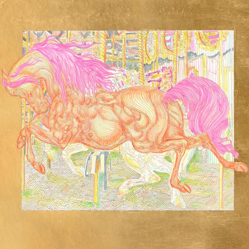 Manege II Guillaume Gold Leaf Embellished Hand Colored Etching Artist Hand Signed and Numbered