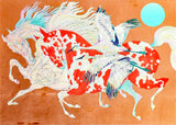 It Takes Two Guillaume Bronze Leaf Embellished Serigraph Print Artist Hand Signed and Numbered