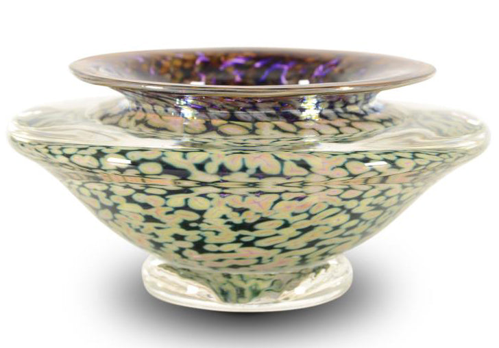 Ikebana Flower Bowl GartnerBlade Hand Blown Glass Sculpture Artists Stephen Gatner and Danielle Blade Hand Signed