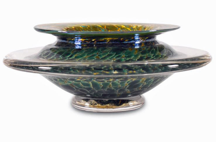 Ikebana Flower Bowl GartnerBlade Hand Blown Glass Sculpture Artists Hand Signed