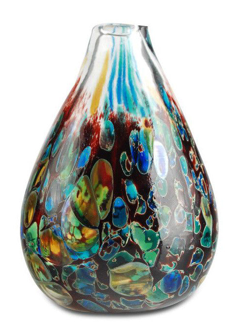 Glass Eye Studio Raindrop Orchid Pixie Vase Hand Blown Glass Sculpture Artist Hand Signed Containing Volcanic Ash from the Eruption of Mount St Helen