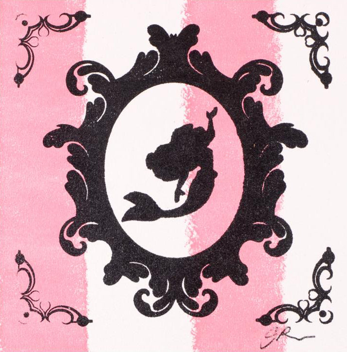 The Little Mermaid Gail Rodgers Acrylic Silkscreen Painting on Canvas from her Mirror Mirror Series Artist Hand Signed