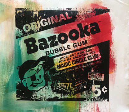Bazooka Joe Gail Rodgers Acrylic Silkscreen Painting on Canvas Artist Hand Signed