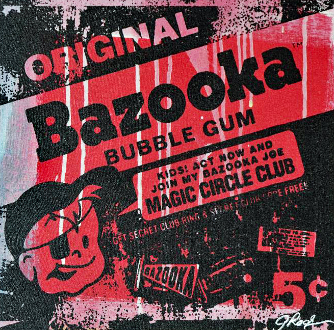 Bazooka Joe Gail Rodgers Acrylic Silkscreen Painting on Canvas Artist Hand Signed