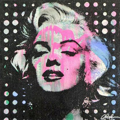 Marilyn Monroe Gail Rodgers Acrylic Silkscreen Painting on Canvas Artist Hand Signed