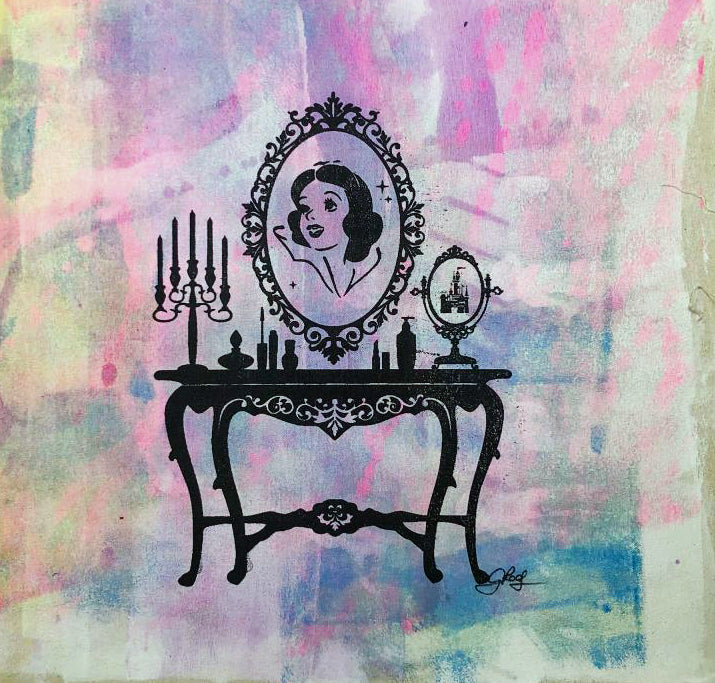 Snow White Gail Rodgers Acrylic Silkscreen Painting on Canvas from her Mirror Mirror Series Artist Hand Signed