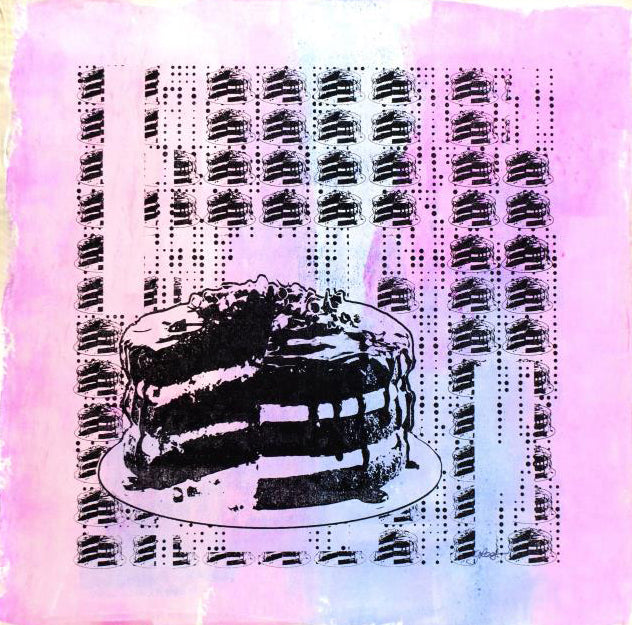 Cake Gail Rodgers Acrylic Silkscreen Canvas Painting Artist Hand Signed