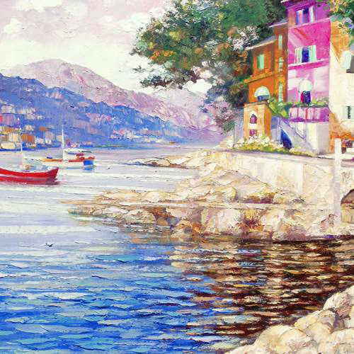 Antibes Remembered Howard Behrens Hand Embellished Canvas Giclée Print Bearing Artist Authorized Signature and Numbered