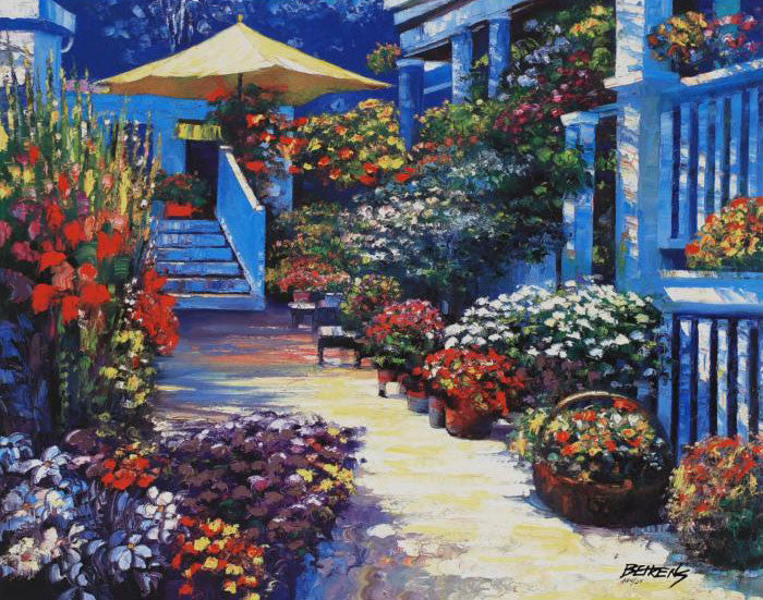 Nantucket Flower Market Howard Behrens Artist Proof Hand Embellished Canvas Giclée Print Artist Hand Signed and AP Numbered