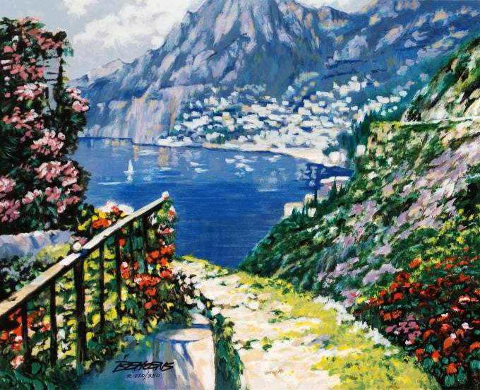 The Road to Positano Howard Behrens Serigraph Print Artist Hand Signed and Numbered