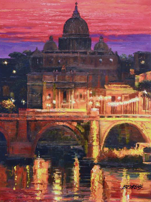 Sunset on St Peters Howard Behrens Textured Giclée on Board Hand Embellished Numbered with Artist Authorized Signature