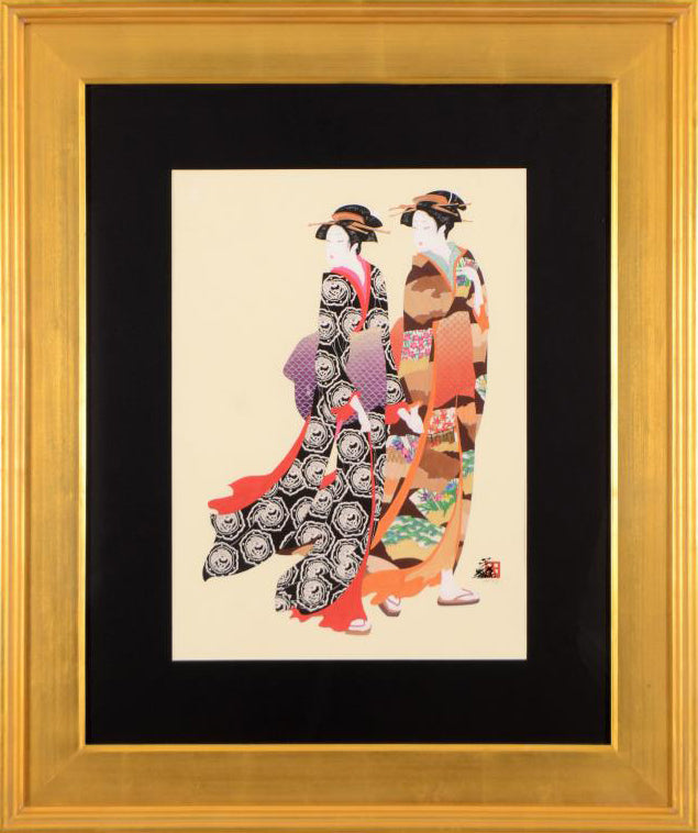 Ukiyo e Sisters Hisashi Otsuka Printers Proof Lithograph Print Artist Hand Signed and PP Numbered