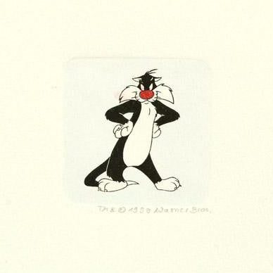 Sylvester the Cat Warner Bros Hand Tinted Color Etching Numbered