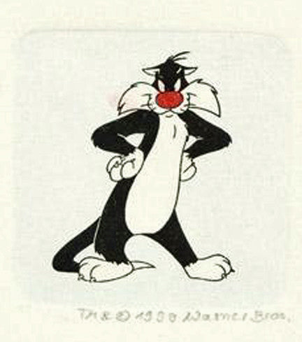 Sylvester the Cat Warner Bros Hand Tinted Color Etching Numbered