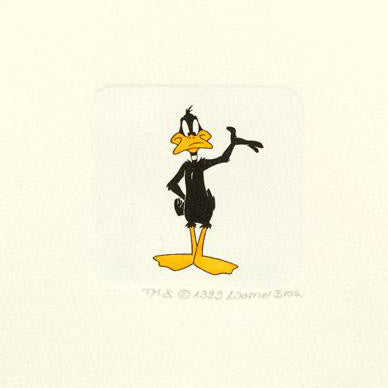 Daffy Duck Warner Bros Hand Tinted Color Numbered Etching Custom Framed