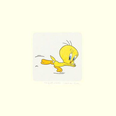 Tweety Bird Warner Bros Looney Tunes Hand Tinted Color Etching Numbered