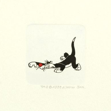 Sylvester the Cat Warner Bros Hand Tinted Color Etching Numbered