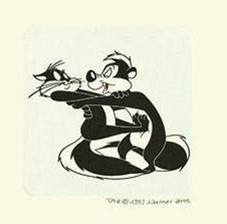 Pepe Le Pew and Penelope Pussy Cat Warner Bros Looney Tunes Hand Tinted Color Etching Numbered
