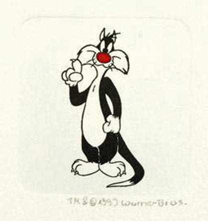 Sylvester the Cat Warner Bros Hand Tinted Color Etching Numbered and Framed