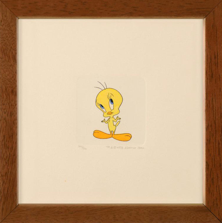 Tweety Bird Warner Bros Hand Tinted Color Etching Numbered and Framed