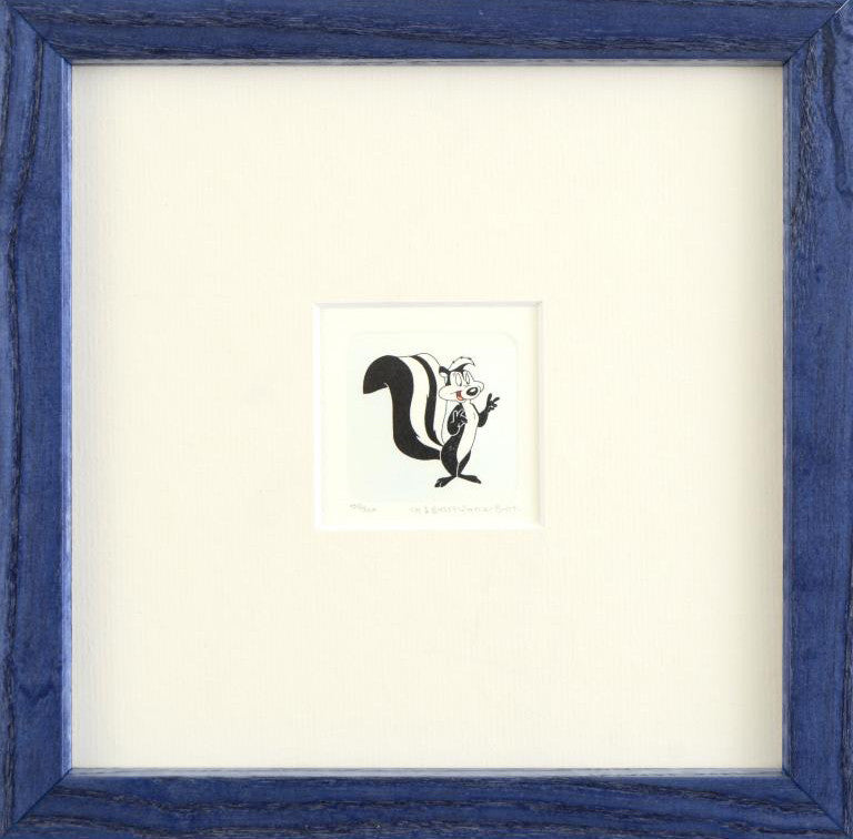 Pepe Le Pew Warner Bros Looney Tunes Hand Tinted Color Etching Numbered Frameder Bros Pepe Le Pew Hand Tinted Color Etching Numbered and Framed