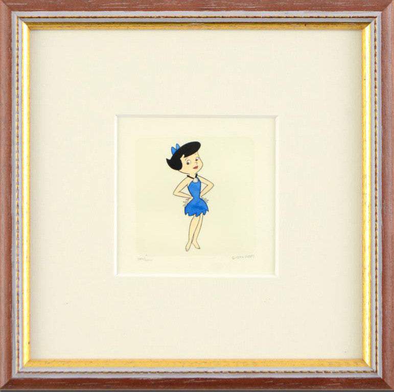 Betty Rubble Hanna Barbera Hand Tinted Color Etching Numbered and Framed