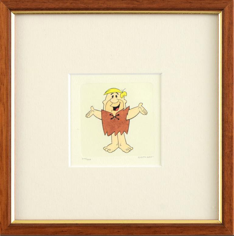 Barney Rubble Hanna Barbera Hand Tinted Color Etching Numbered Licensed by Universal Studios Framed