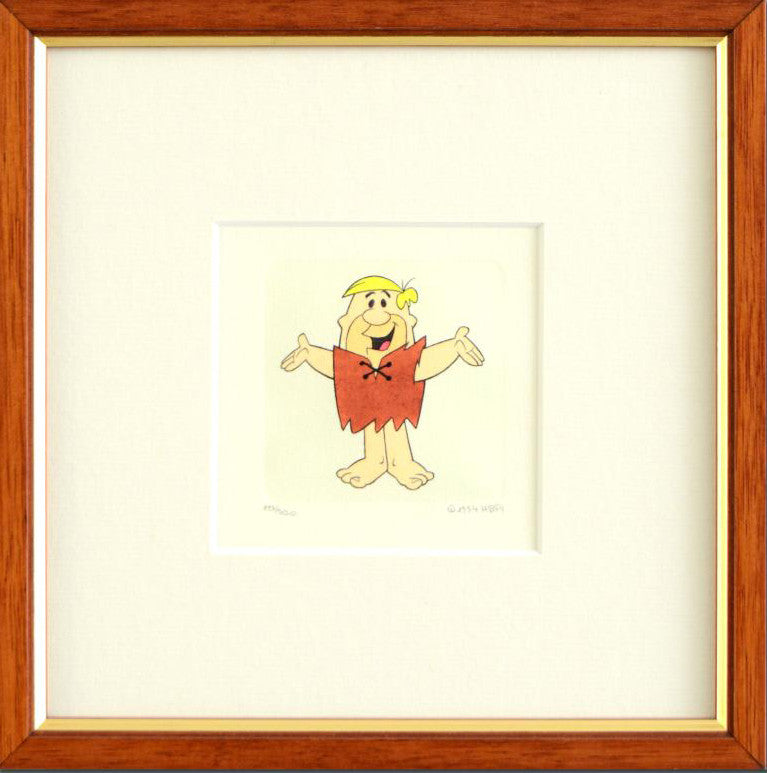 Barney Rubble Hanna Barbera Flintstones Hand Tinted Color Etching Numbered and Framed