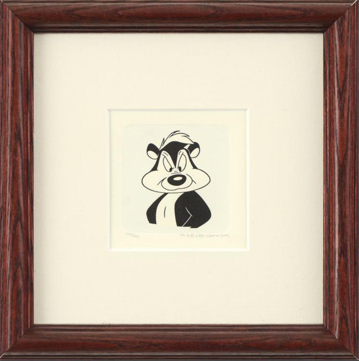 Pepe Le Pew Warner Bros Looney Tunes Hand Tinted Color Etching Numbered Framed