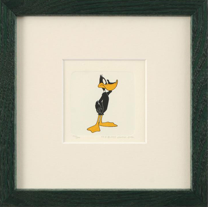 Daffy Duck Warner Bros Hand Tinted Color Etching Numbered and Framed