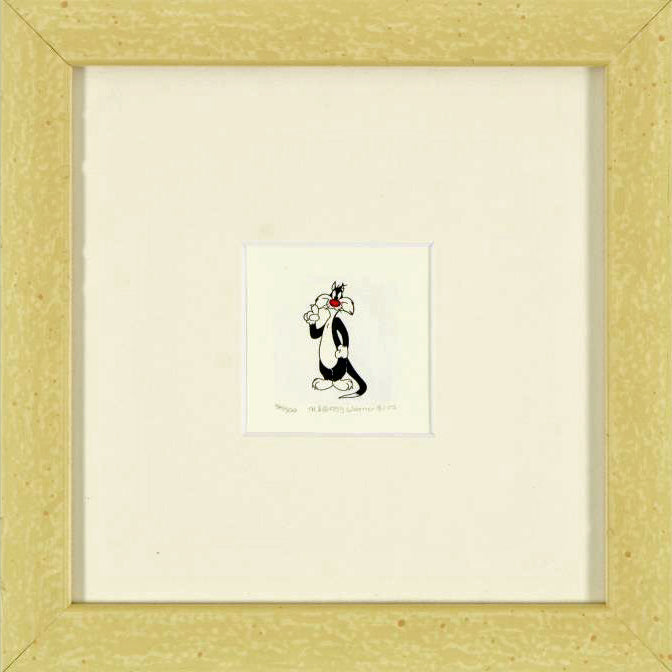 Sylvester the Cat Warner Bros Hand Tinted Color Etching Numbered and Framed