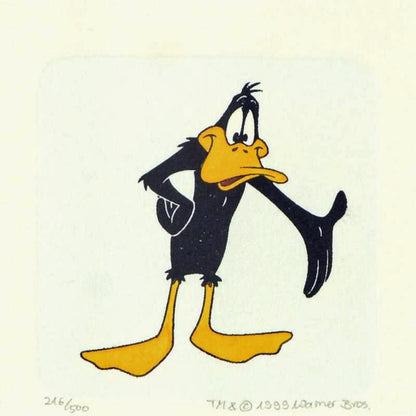 Daffy Duck Warner Bros Hand Tinted Color Etching Numbered and Numbered