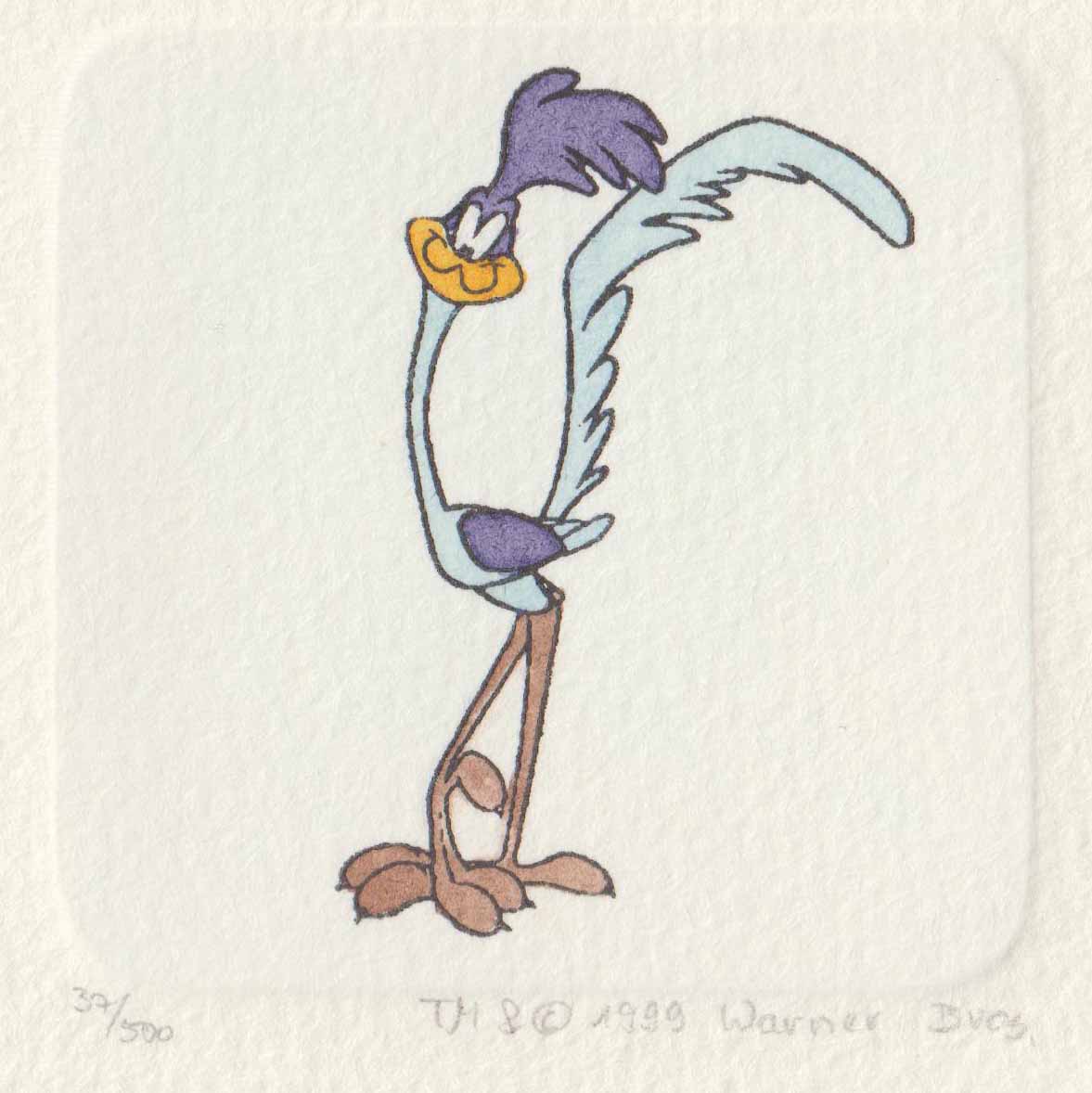 Road Runner Warner Bros Hand Tinted Color Etching Numbered