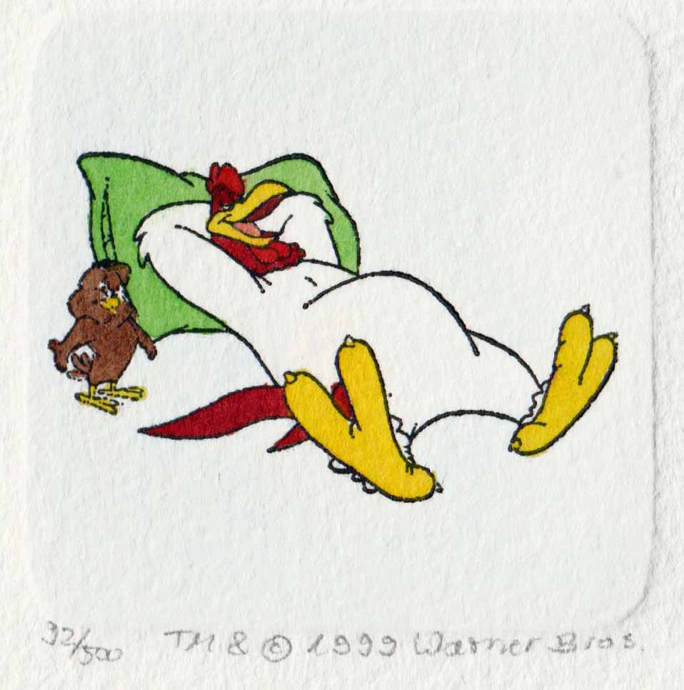 Foghorn Leghorn Warner Bros Hand Tinted Color Etching Numbered