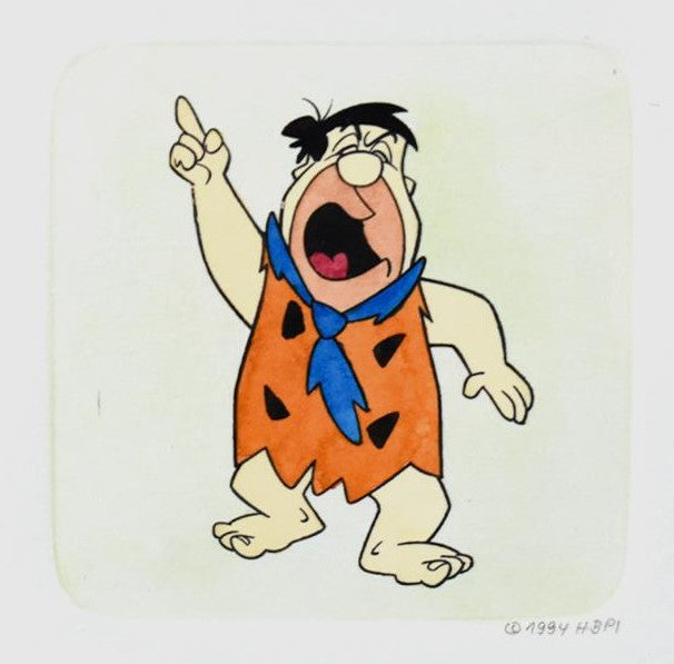 Fred Flintstone Hanna Barbera Hand Tinted Color Etching Numbered and Framed