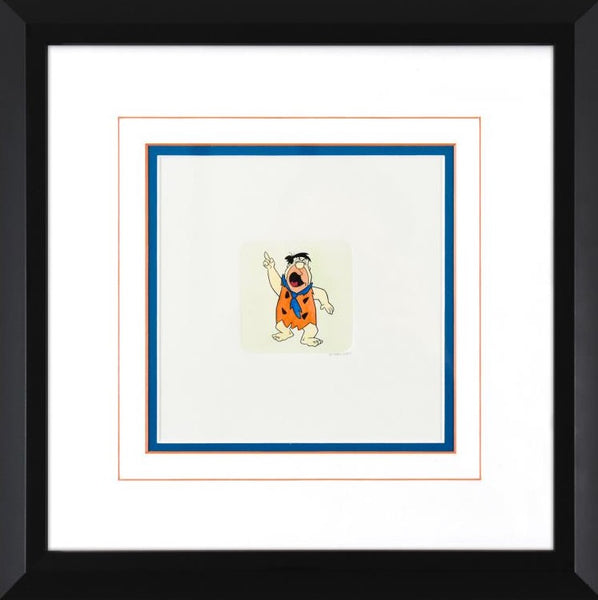 Fred Flintstone Hanna Barbera Hand Tinted Color Etching Numbered and Framed