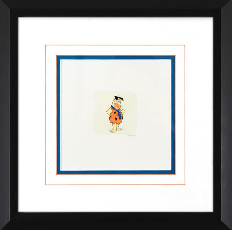 Fred Flintstone Hanna Barbera Hand Tinted Color Etching Numbered and Framed
