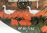 Five White Geese Jane Wooster Scott Artist Proof Lithograph Print Artist Hand Signed and AP Numbered