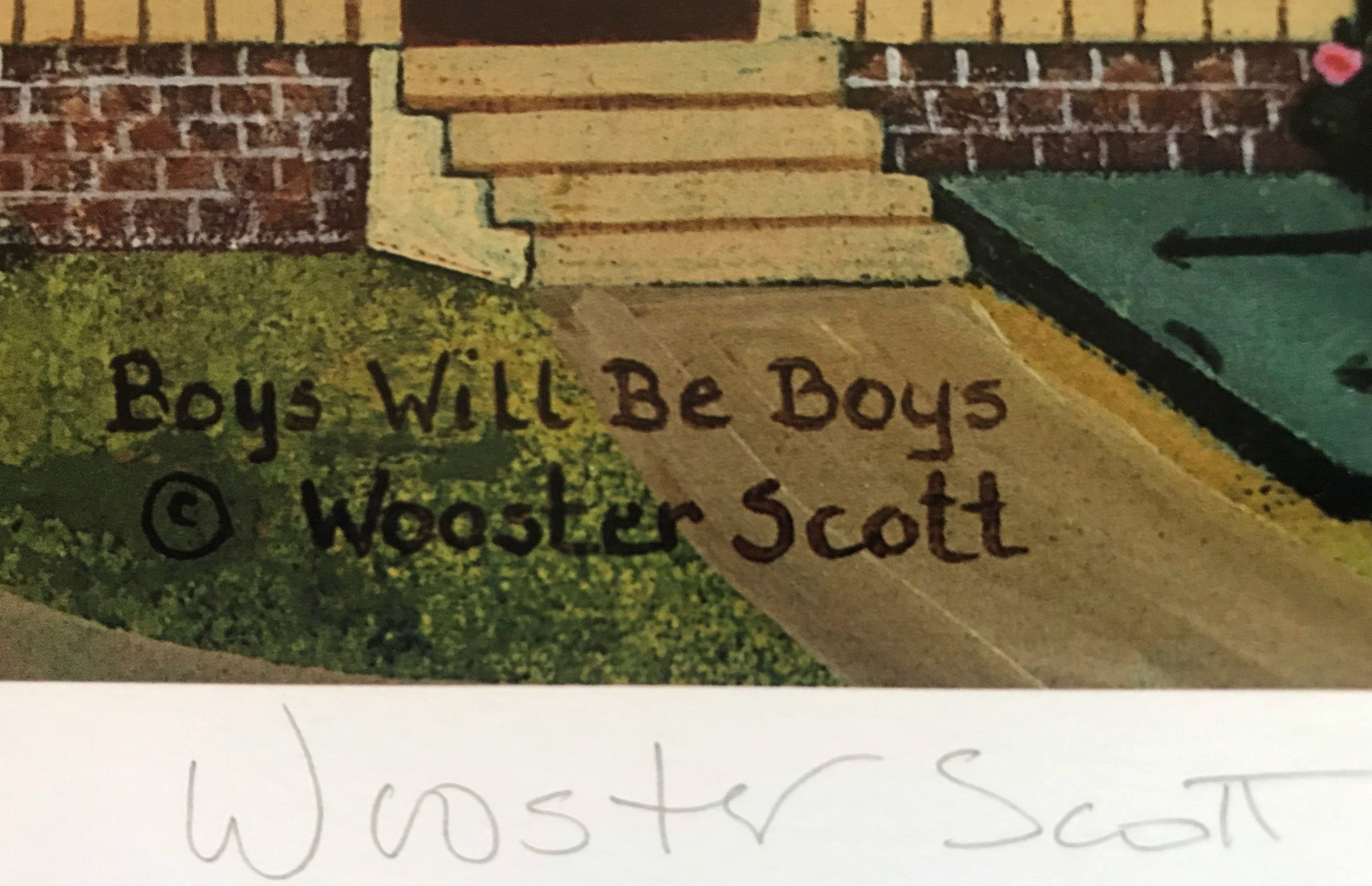 Boys Will Be Boys Jane Wooster Scott Lithograph Print Artist Hand Signed and Numbered