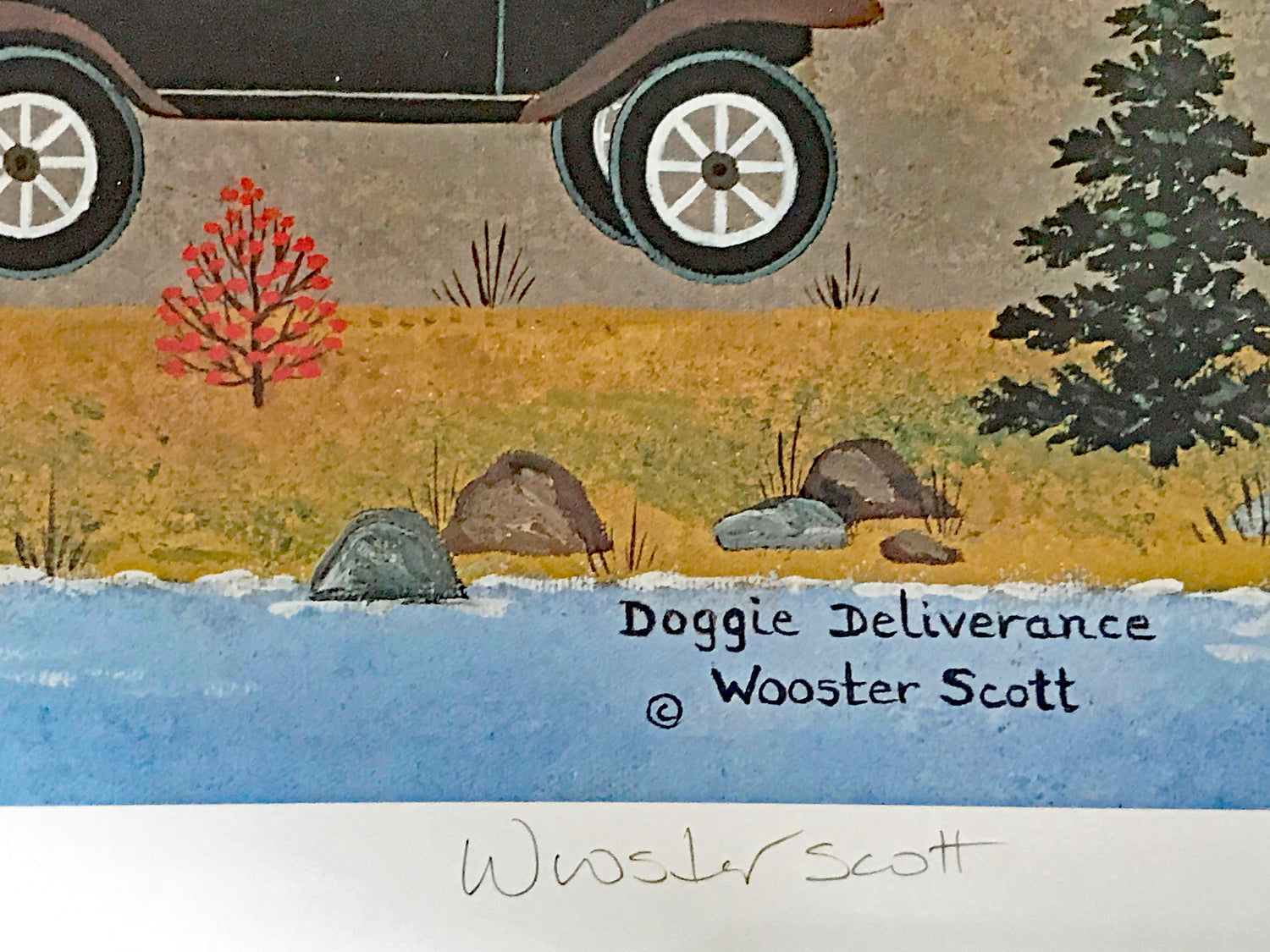 Doggie Deliverance Jane Wooster Scott Lithograph Print Artist Hand Signed and Numbered
