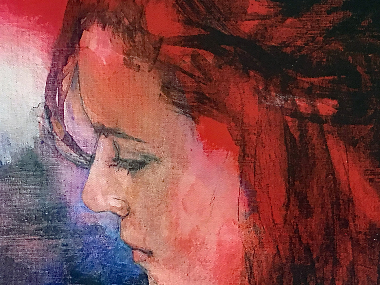 Woman in Red Christine Comyn Giclée Print on Canvas Artist Hand Signed and Numbered