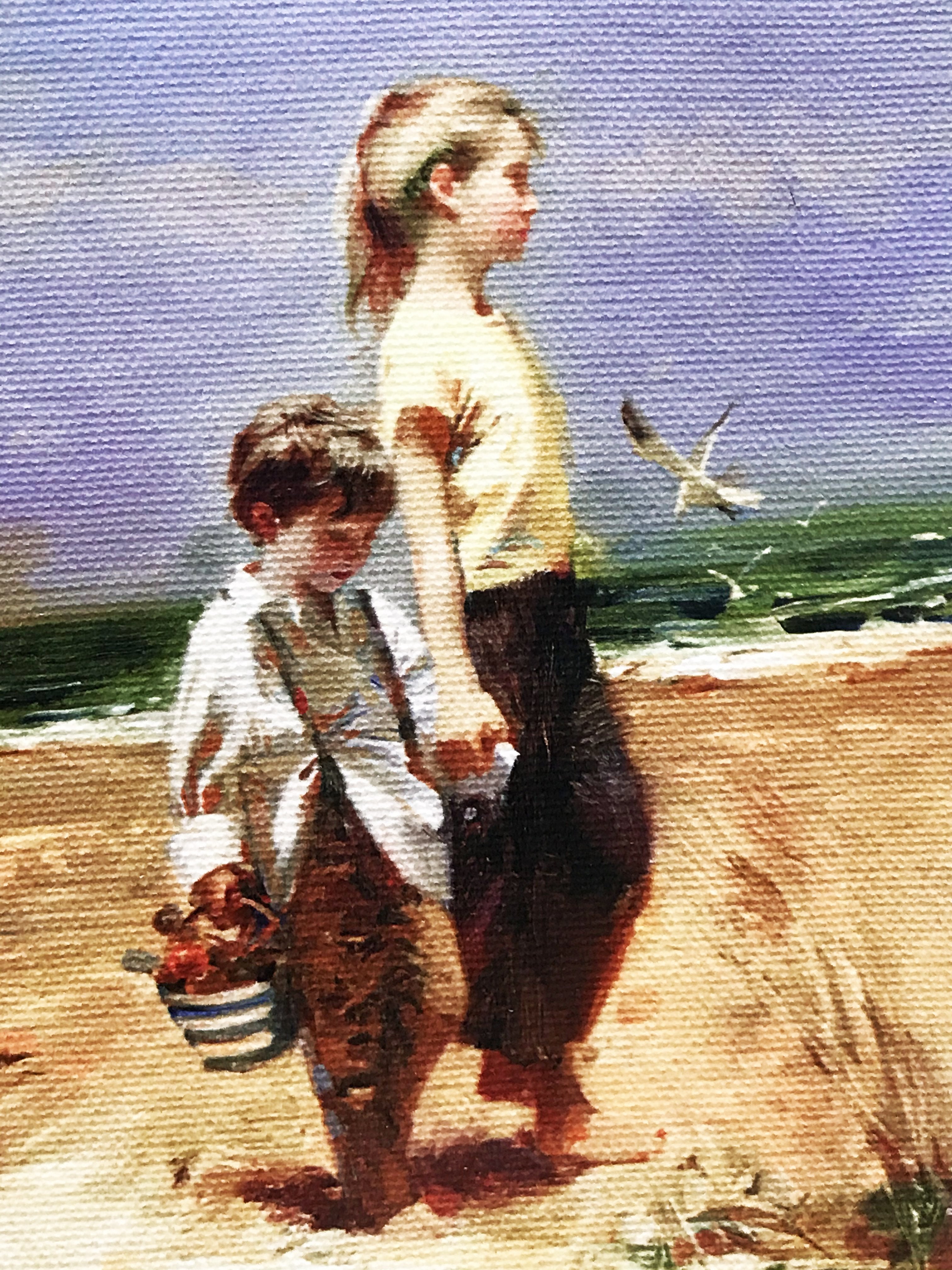 Seaside Gathering Pino Daeni Canvas Giclée Print Artist Hand Signed and Numbered