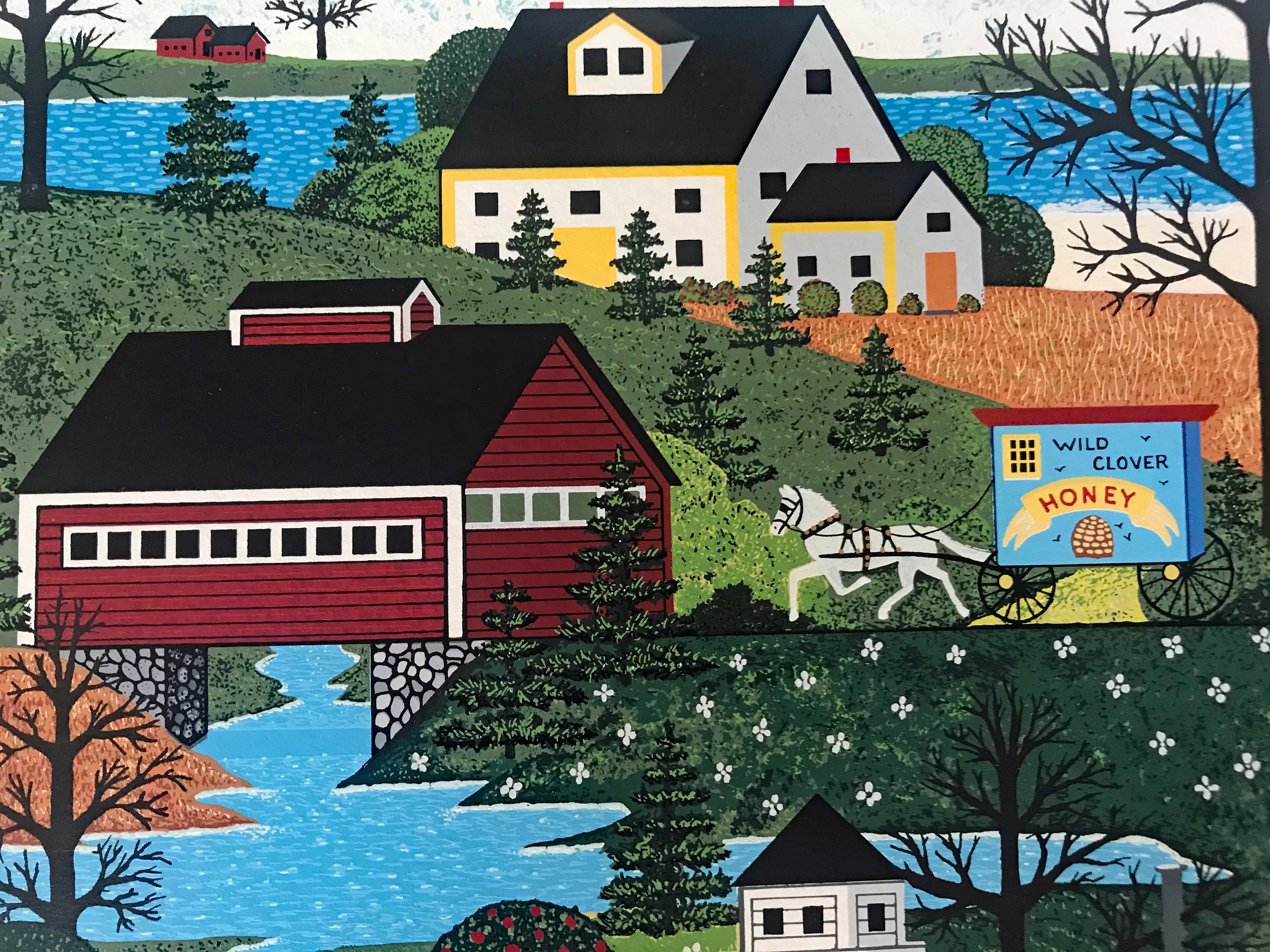 Sunday in New England Jane Wooster Scott Serigraph Print Artist Hand Signed and Numbered